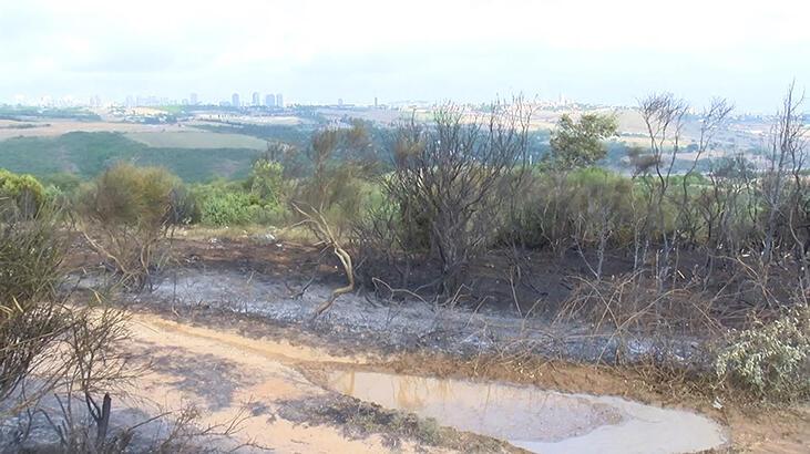 Arnavutköy'de buğday tarlasında çıkan yangına helikopterli müdahale